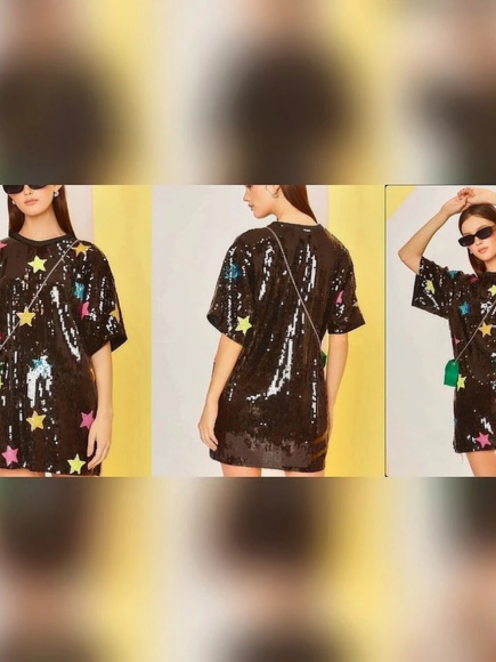 Mainstrip Fully Sequined Star Tunic In Black. 32 Inches Long Variety Of Sizes